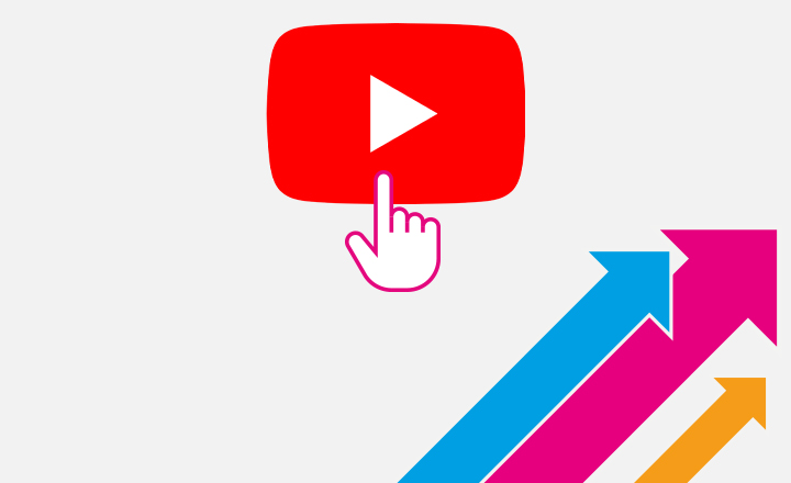 Icon representing a finger pressing the YouTube logo.