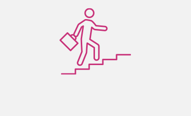 Icon of a person climbing the stairs holding a briefcase