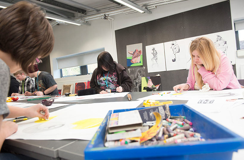 Classrooms are designed to allow creativity to flow, with students sharing ideas and inspiration.  