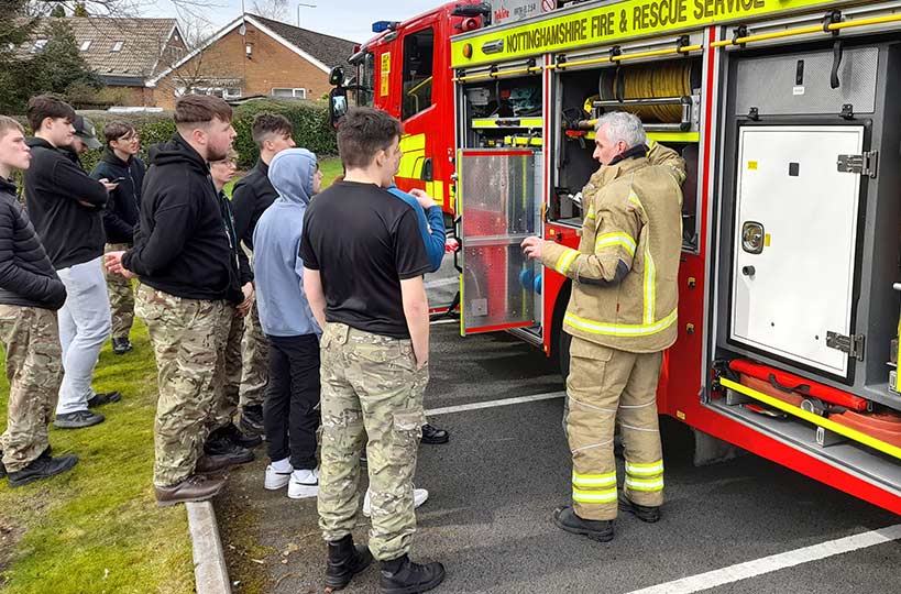 As part of their employability skills/work experience public services students have the opportunity to work closely with Nottinghamshire Fire Brigade.