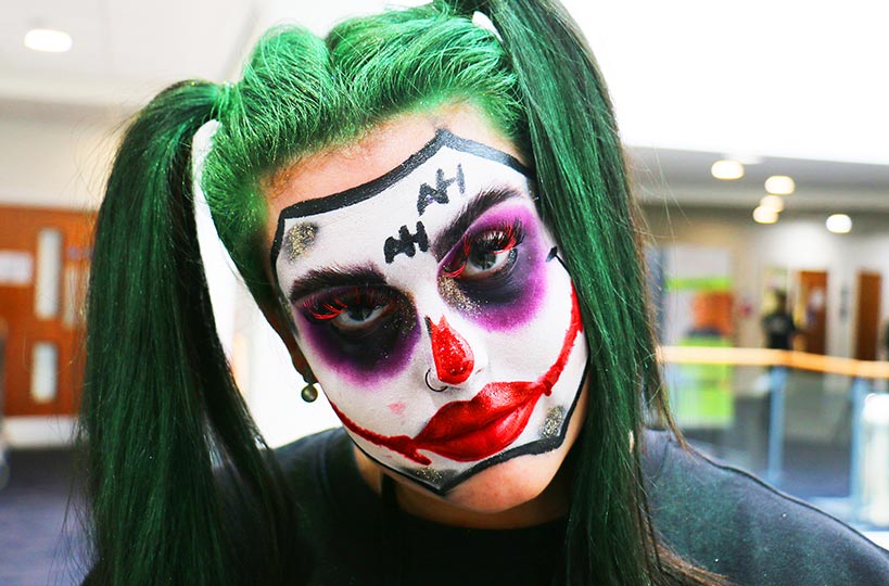 A creepy Joker face was just one of the looks created for Halloween.