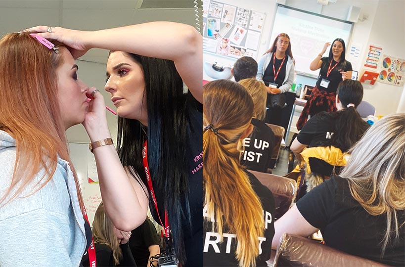 Students gave a warm welcome to self-employed makeup artist Kristina Troke who brought her artistic talents into the salon creating an extremely glamorous eye make-up, with step-by-step guidance to show students how to create the look.