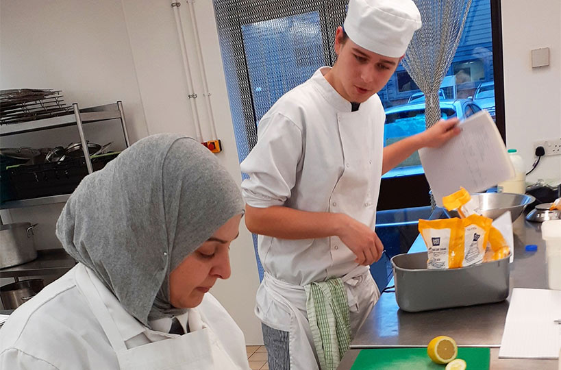 The college were delighted to host Rania and Rokaya from the Maun Refuge for a taste of Syrian cuisine. Supported by our professional cookery students, this fundraising meal exposed student chefs to a great range of new ingredients.