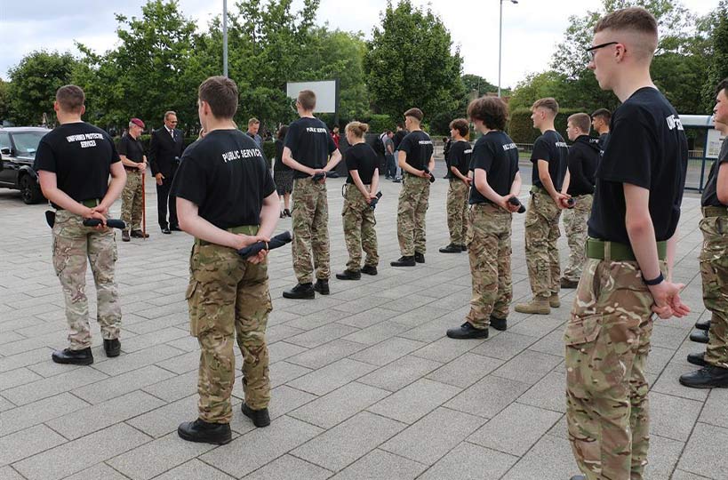 Uniformed protective services (UPS) students experienced a formal presentation of military-style berets and badges at a special parade at West Nottinghamshire College.