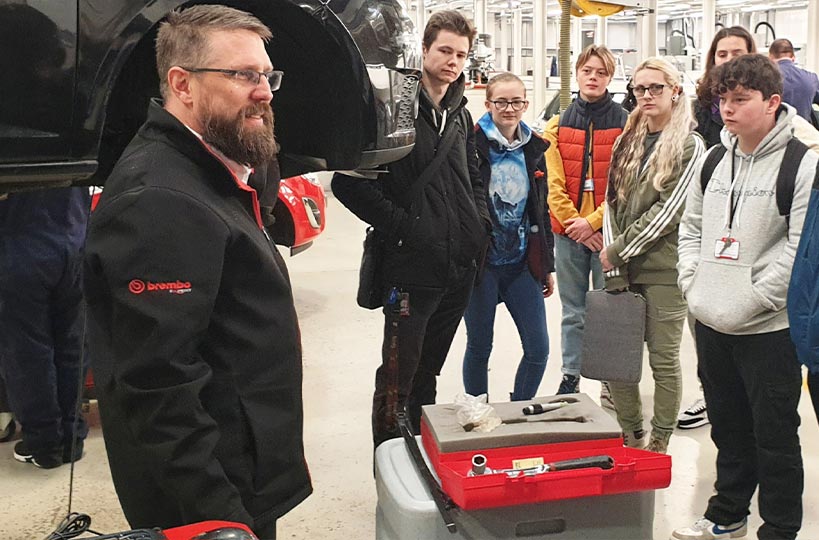 Students benefitted from specialist knowledge from Brembo, a world leader in the design, development and production of braking systems and components. They gained much needed industry knowledge and development and learned about not using copper grease on braking components.