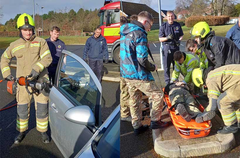 Students took up roles as paramedics, police officers and fire crew as they responded to mock RTA, which had fellow students acting as casualties, in partnership with Nottinghamshire Fire and Rescue Service. 