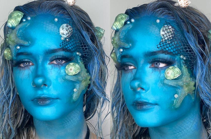 Abbie-Leigh Statham brought a nautical feel to her work in her mermaid creation with shells, netting and aqua blues and greens!