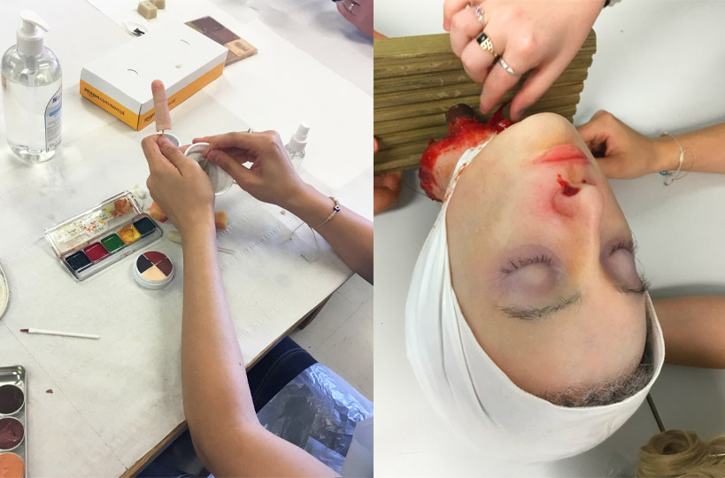 During induction 2023 students got involved in a visit to Leicester College to discover about the course offers and to have a hands on taster in artistic make-up and special effects. 