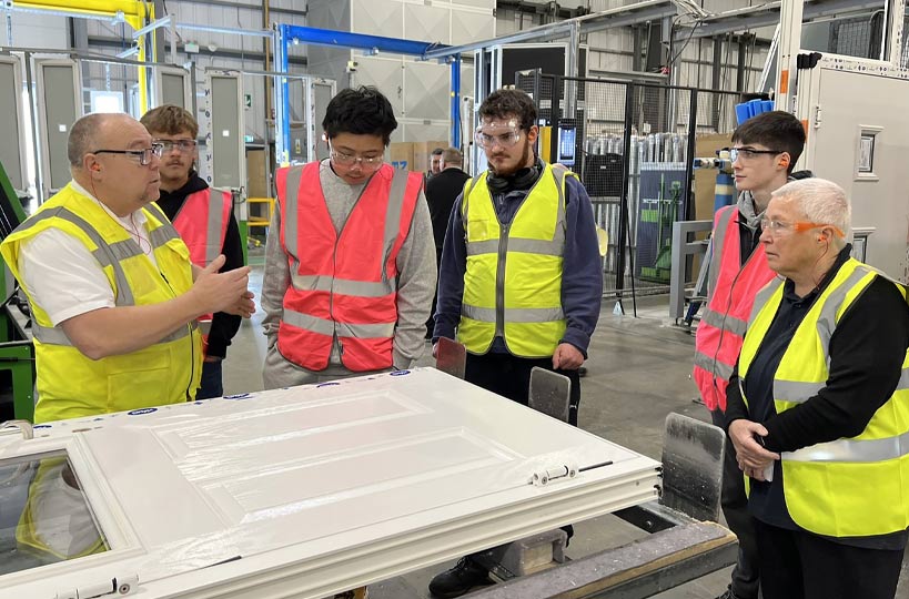 Students toured the Masonite factory in Huthwaite to see first-hand how the doors are made and the engineering processes. 