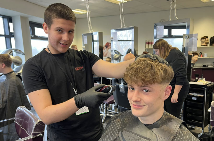 Barbering students staged a charity event to support mental health charity Supported Muted, giving fellow students, staff and family a quick trim in return for a donation.