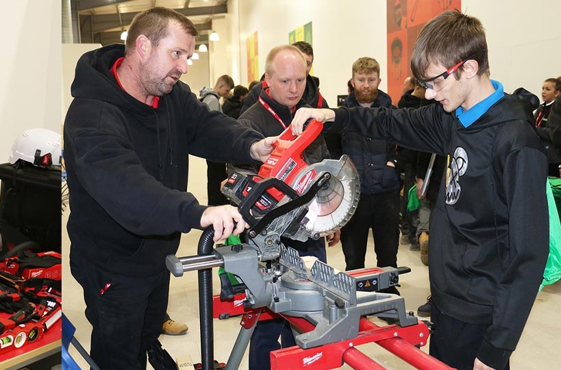 A range of manufacturers and suppliers of construction tools and PPE attended the construction campus for our students to try out and enquire about a range of equipment.