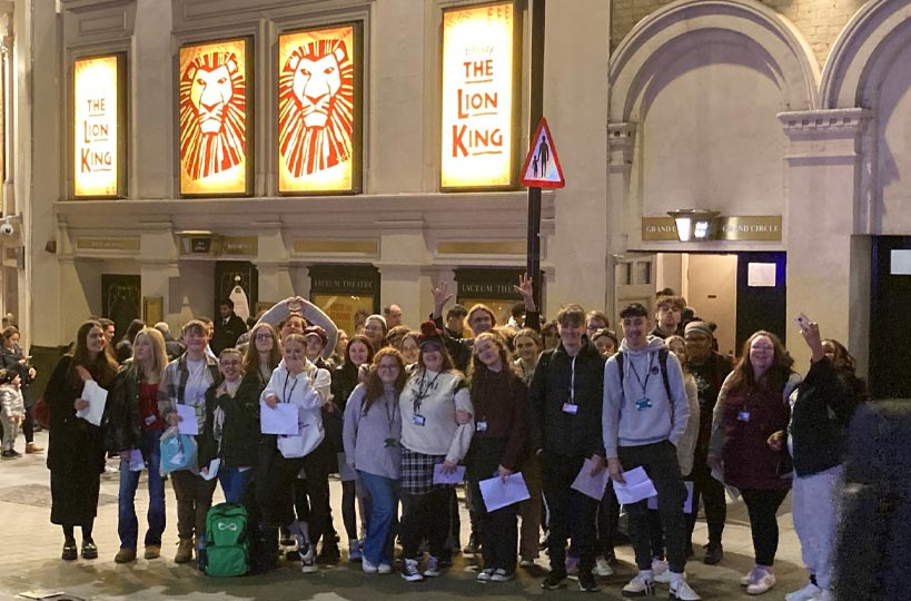 Students enjoyed a trip to London to see a double bill of theatre shows. The Advanced Performing Arts Practice in Acting and Performance Diploma group saw A Mirror at The Trafalgar Theatre, and the long-running Lion King at The Lyceum Theatre.