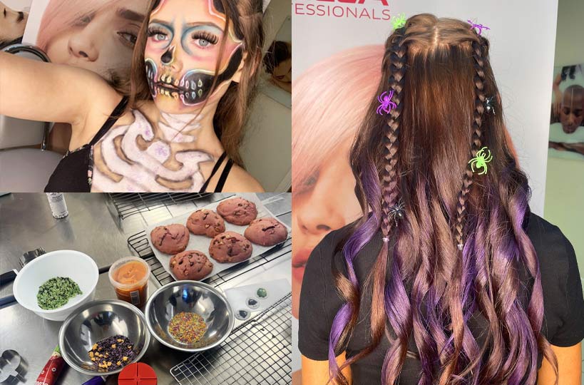 Level 1 Hair and Beauty group experimented with Halloween looks both through make-up looks and baking themed cookies in Refined.