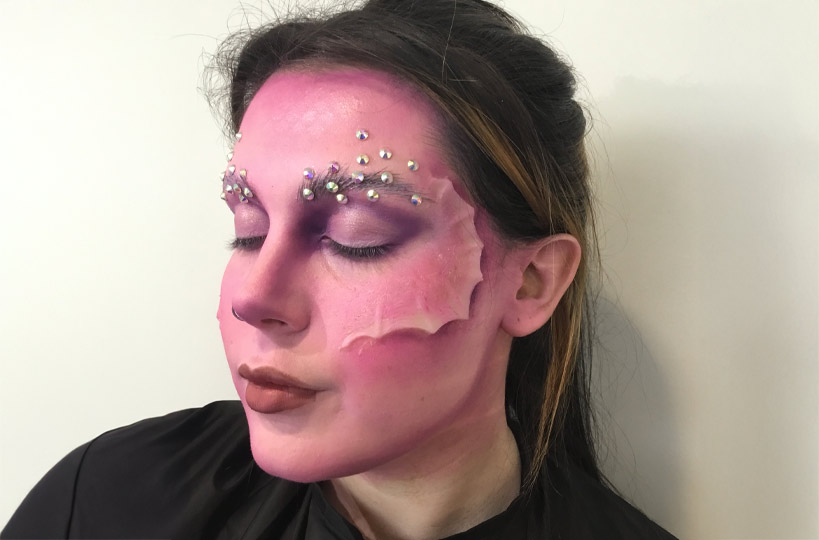 This make-up look has an otherworldly vibe, using pearls to create a fantastical look.