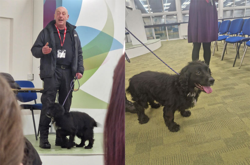 PC 188 Jon Burton (NPCC Dog Instructor) spoke about careers with the Nottinghamshire Police, the qualities and training required for different careers, the day-to-day work of the dog handlers and the dogs, of course. 