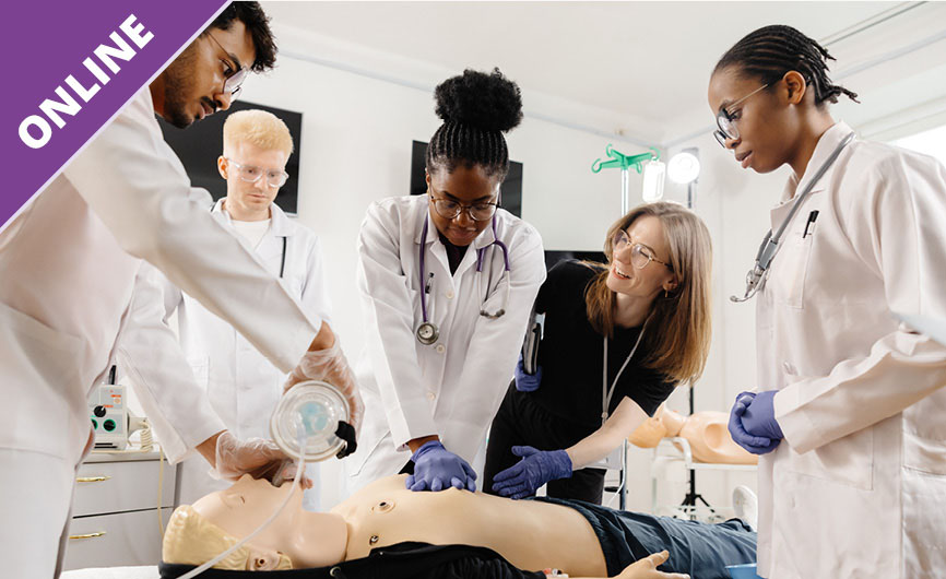 A nursing student in uniform attending to a patient, demonstrating hands-on nursing training.