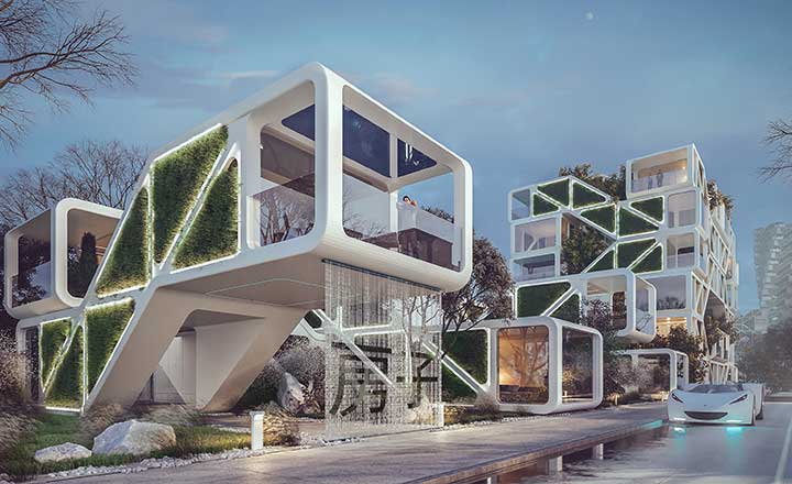 A concept image of a futuristic home