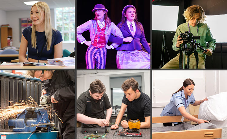 A montage of students from different courses that West Notts College offers.