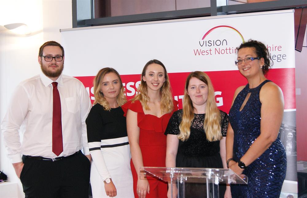 (left to right) Apprentices Matthew Price, Sophie Kerr, Ember Price, Katie Russell and tutor Crystal Hawes