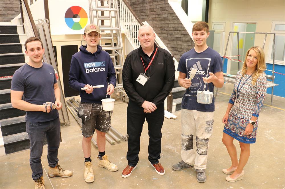 (left to right) Nathan Balfour, Stephen Jeffery, Tom McGovern, Lewis Fountain and apprenticeship manager for construction Kat Wisniewski
